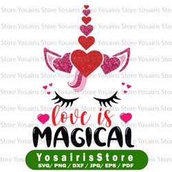 Love is Magical Unicorn PNG File, Unicorn Hearts PNG File, Valentine Unicorn, Cricut, Silhouette, Glowforge png Sublimat