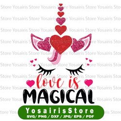 love is magical unicorn png file, unicorn hearts png file, valentine unicorn, cricut, silhouette, glowforge png sublimat