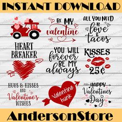 valentines day bundle svg, 9 valentines day svg  designs, svg dxf eps png cut files, funny valentines day sayings