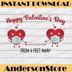 happy valentines day funny valentines quarantine from 6ft away heart mask, valentines png sublimation
