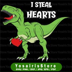 i steal hearts svg, heart crusher t-rex svg, t-rex lover svg, valentines day svg, dinosaur svg, funny dino svg, love svg