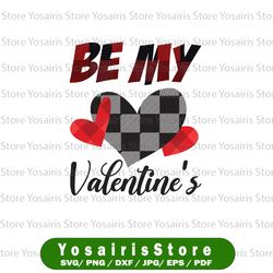 valentine's day, be my valentine, white buffalo plaid with hearts, valentine's day png digital design