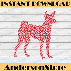 basenji dog lover hearts png, love basenji valentine png, dog lover valentines day, valentine's day png sublimation