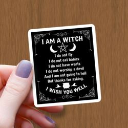 i am a witch waterproof glossy sticker, witch sticker, witchy vinyl sticker, halloween stickers