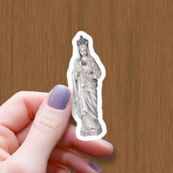 statue of the virgin mary waterproof glossy sticker, mama mary watercolor sticker, our lady of guadalupe vinyl stickers,