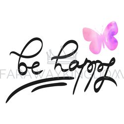 lettering and watercolor butterfly vector illustration set