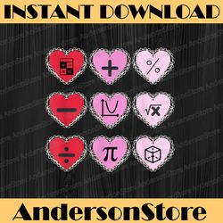 valentine's day hearts math png, math heart png, math lover png, teacher student math, i love math png sublimation