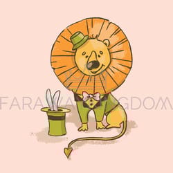 lion cute cartoon circus tropical animal hand drawn vector