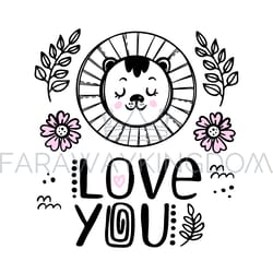 lion love you baby cartoon clip art vector illustration set