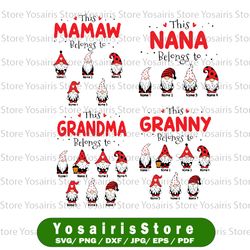 personalized nana gnome with kids name png, custom this nana belongs to valentine mom png, valentine matching kids name