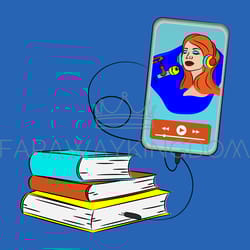 listen online audiobook smart phone internet vector illustration