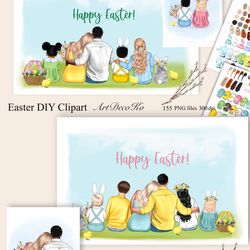 Big Easter family, Customizable clipart, character creator