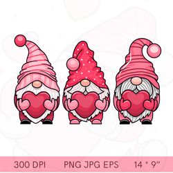 valentine gnomes png, valentine  gnomes clip art, valentine gnomes sublimation, valentine gnomes three