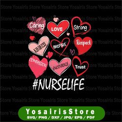 love heart stethoscope nurse life png, nursing valentines nurse png, love nurse life png files for sublimation