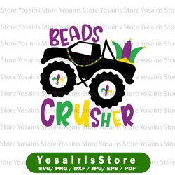 beads crusher svg, monster truck for boys kids svg, mardi gras monster truck svg, mardi gras boy svg, digital cut files