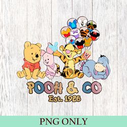 vintage disney pooh and co est 1926 png, cute pooh bear and friends png, winnie the pooh png, disney pooh bear png new