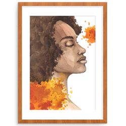 African American Woman Watercolor Painting Fine Art Print Black Woman Portrait Wall Art Afro Woman Wall Decor