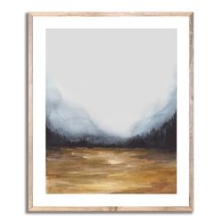 smoky landscape watercolor painting fine art print foggy forest abstract watercolor misty forest large landscape dark