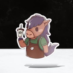 chibi billy bronco brew barista | cpp | cal poly pomona | vinyl | starbucks | coffee | waterproof | laptops, hydroflasks