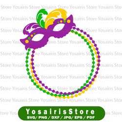 mardi gras mask svg, masquerade monogram beads, svg dxf eps jpeg png format, mardi gras svg