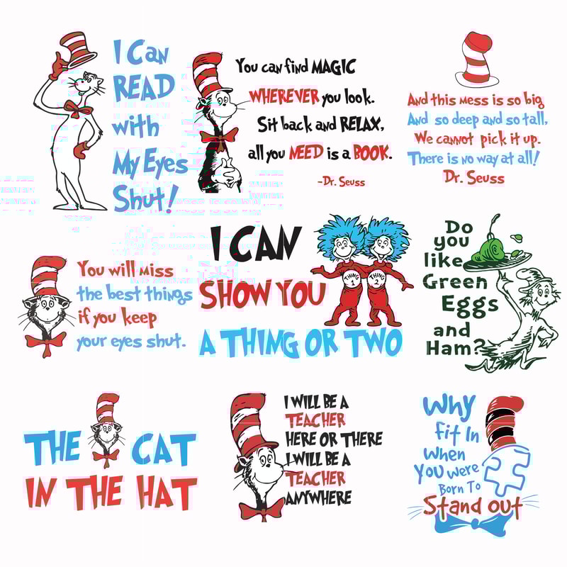 Dr Seuss Svg Bundle, Funny Dr Seuss Quote Svg, Dr Seuss Svg, Thing Svg, Cute Cat Svg, Teacher Svg, Svg File For Cricut DR120.jpg