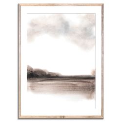 minimalist landscape watercolor art print pampas abstract watercolor painting brown landscape wall decor abstract field