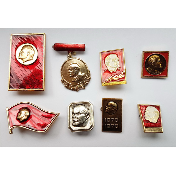 1 Set of 8 Pin Badges with V. I. Lenin's portrait USSR 1970s-1980s.jpg
