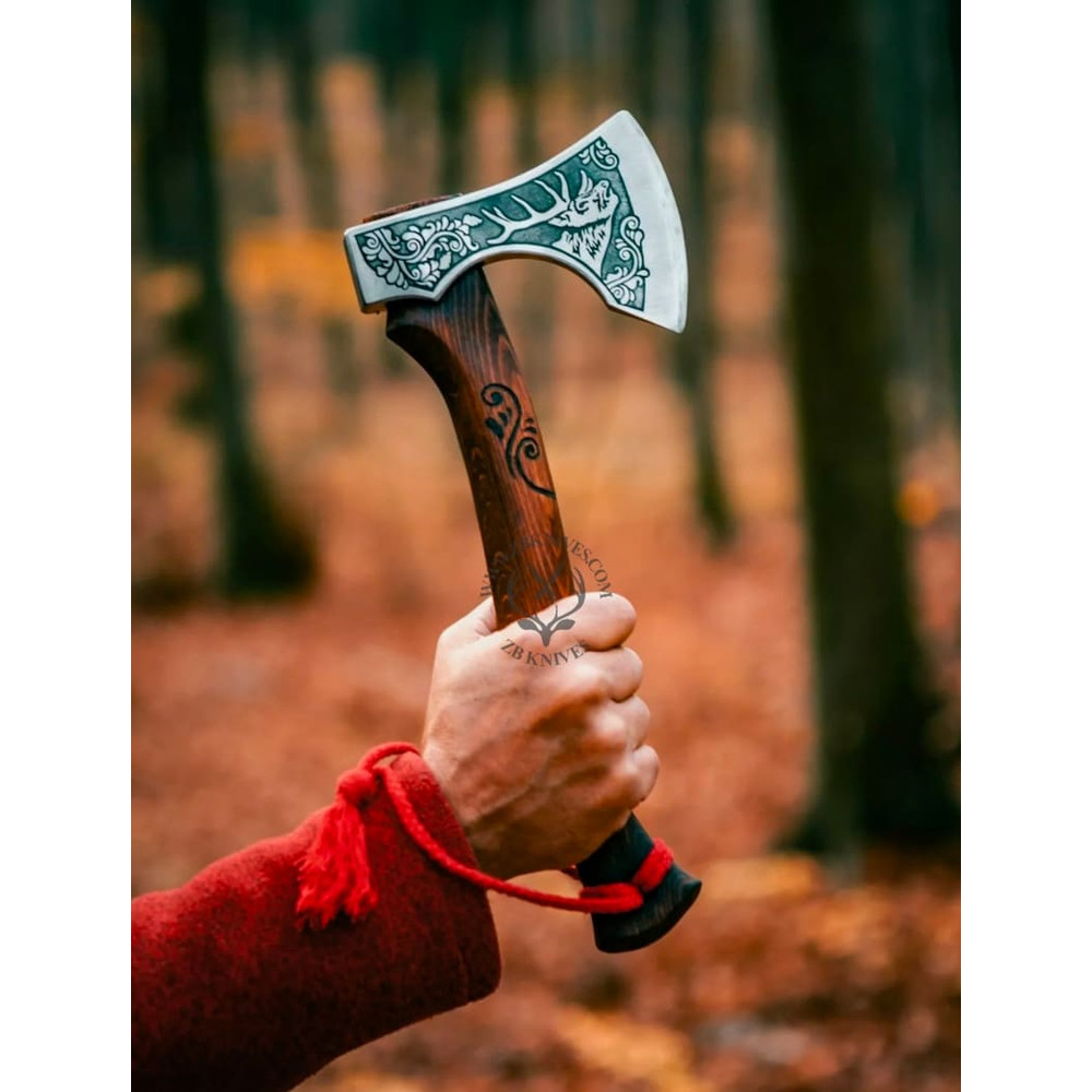 Blacksmith Made Axe, Hand Forged Viking Axe, Carbon Steel Axe, Viking Bearded Axe, Camping Axe, Anniversary Gift2.jpg