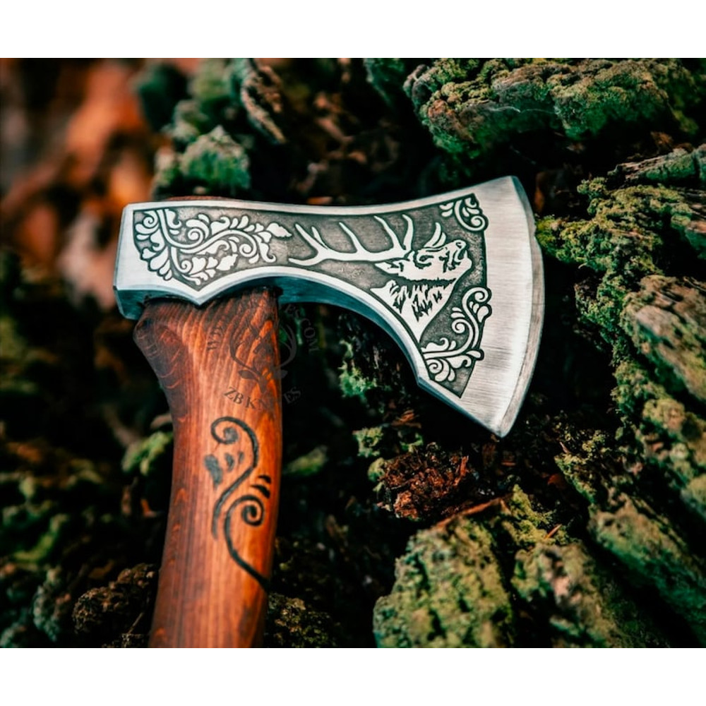 Blacksmith Made Axe, Hand Forged Viking Axe, Carbon Steel Axe, Viking Bearded Axe, Camping Axe, Anniversary Gift3.jpg