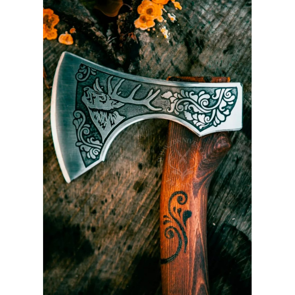 Blacksmith Made Axe, Hand Forged Viking Axe, Carbon Steel Axe, Viking Bearded Axe, Camping Axe, Anniversary Gift5.jpg