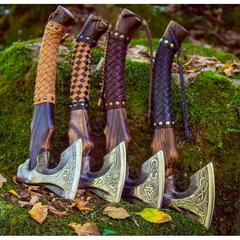 Viking Axe & Leather Axe Sheath, Viking Hatchet, Forged Ax, Bearded Axe, Personalized Anniversary Gift for Bearded Man, Boyfriend, Husband01.jpg