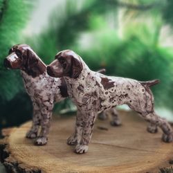 german shorthaired pointer figurine ceramics handmade, statuette gsp russianartdogs