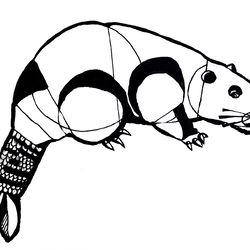Beaver stylization black and white graphics, illustration