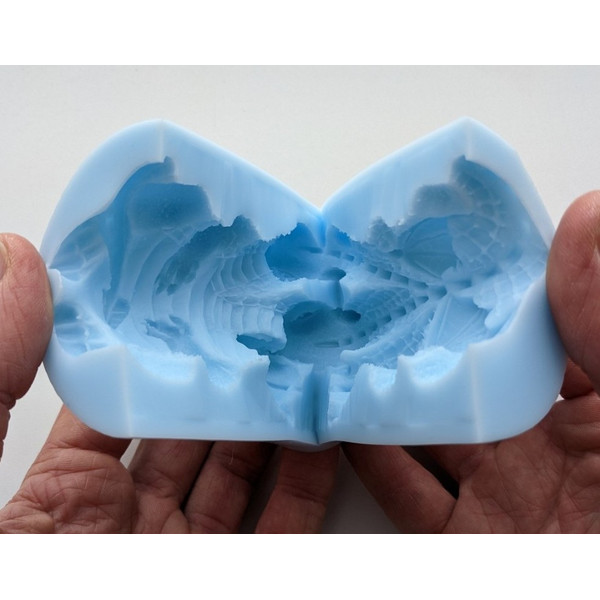 Three-headed dragon silicone mold open