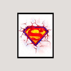 Superman DC Logos Superheroes Art Print Digital Files decor nursery room watercolor