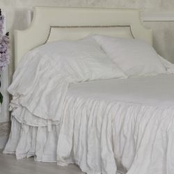 White pillowcase,long ruffled pillowcase,pillowcase coverlet,european pillowcase,pillowcase linen,linen bedding