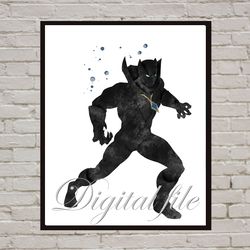 Black Panther Marvel Superhero Art Print Digital Files decor nursery room watercolor