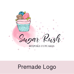 Best cupcake shop premade logo design, sweets logo, cake designer logo, pastry logo, sugar watercolor logo, cupcake logo