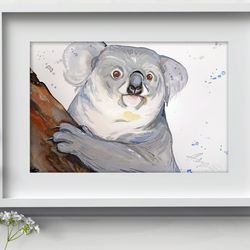 Koala watercolor, painting animals watercolor, koala animal art by Anne Gorywine