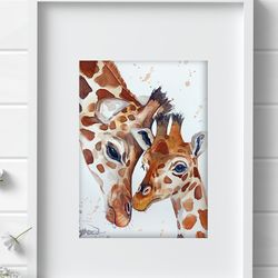 Giraffe Painting Watercolor Wall Decor 8"x11" home art animals giraffes watercolor painting by Anne Gorywine