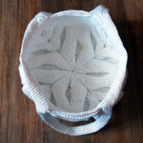 crocheted white bag