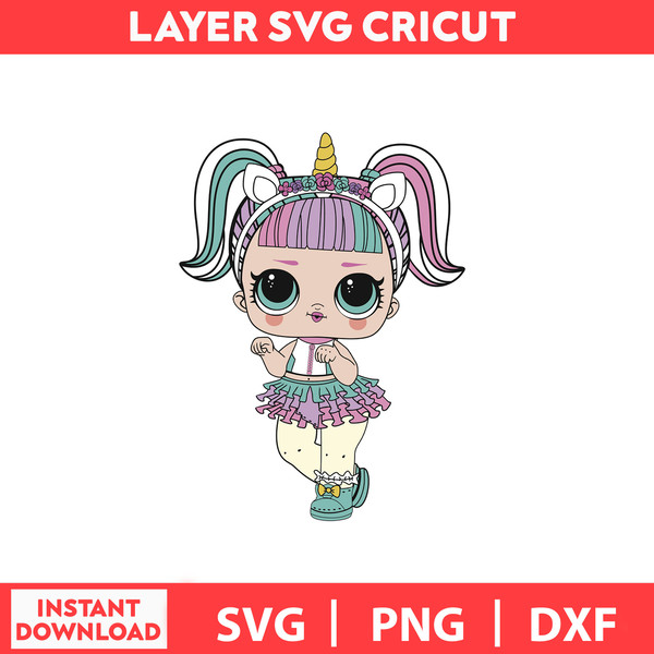 LOL Boneca Surprise Unicornio Of The LOL Svg Png Dxf Digi