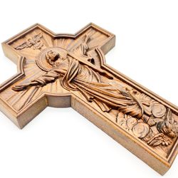 Crucifix Wooden cross 15.5" (39.4 cm), Carved wooden cross, Crucifix catholic cross, Wooden Crucifix, Jesus Christ