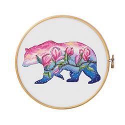 bear. spring dawn - cross stitch pattern