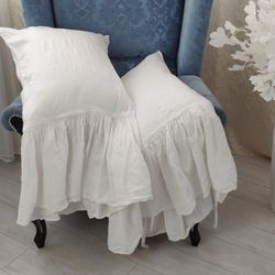 Standard size pillowcase, linen pillowcases with frills and ties,pillowcase with ruffles,standard size pillowcase