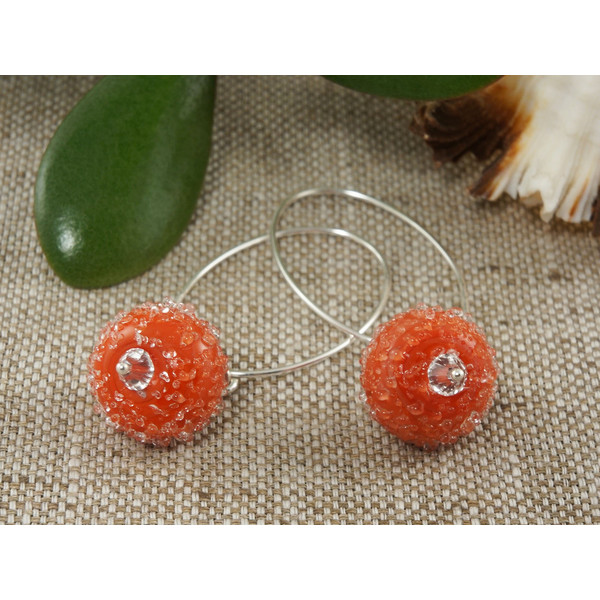 orange-glass-earrings-long-sterling-silver-wire-earrings-jewelry
