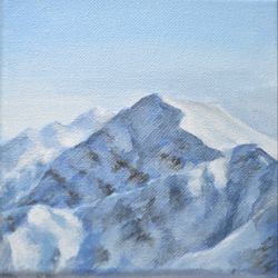 Miniature mountain Acrylic painting Original artwork mountain painting winter landscape nature wall art by Arina