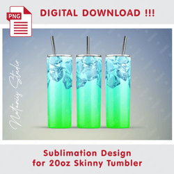 Ice Cocktail Template - Seamless Sublimation Pattern - 20oz SKINNY TUMBLER - Full Tumbler Wrap
