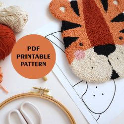 tiger punch needle, punch needle pattern, printable pattern, embroidery pattern, tiger pattern, tiger template