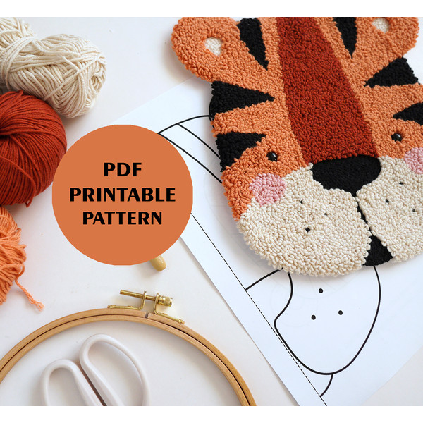 Tiger punch needle, Punch needle pattern, Printable pattern, | Inspire Uplift tiger-punch-needle-punch-needle-pattern-printable-pattern-inspire-uplift